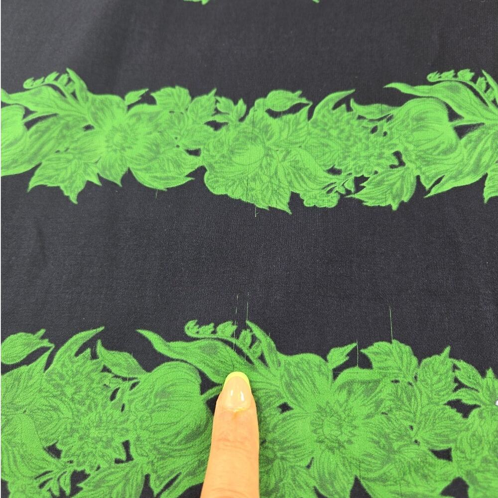 J.Crew | Navy & Green 100% Silk Ruffle Neck Shirt | Size 2 - Picture 7 of 7